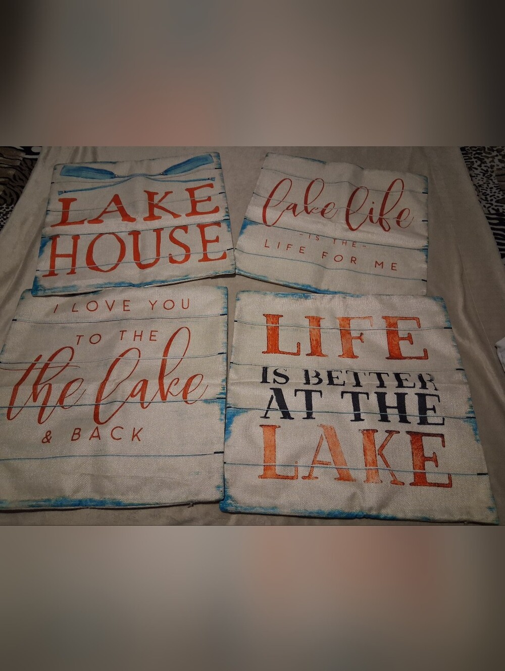 Source Unknown Lake House Decorative Pillow Covers - White, Orange, Blue